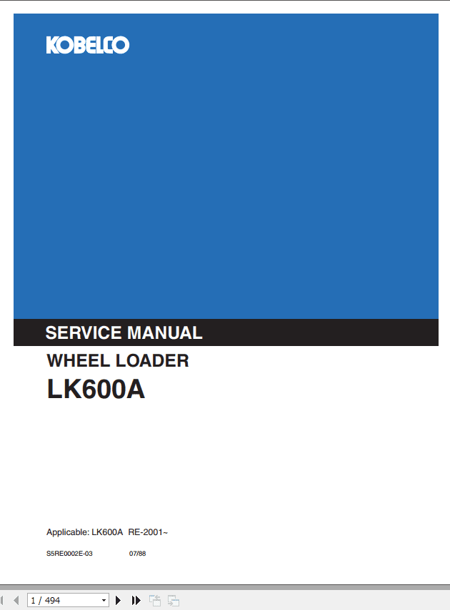 Kobelco Wheel Loader LK600A Service Manual 1