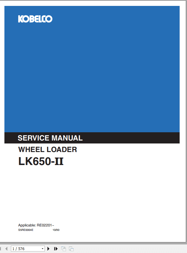 Kobelco Wheel Loader LK650 II Service Manual 1