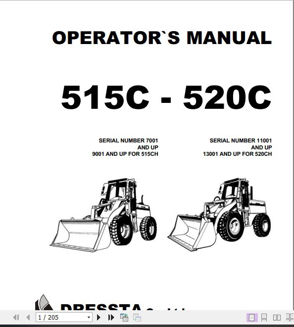 Komatsu 515C 52OC Operator’s ManualEN OM515C520C99 1E 1