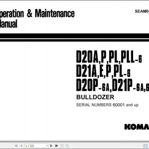 Komatsu Bulldozer D20AD21P 6A6B 60001andup Operation Maintenance Manual SEAM01010601 1rxCBO