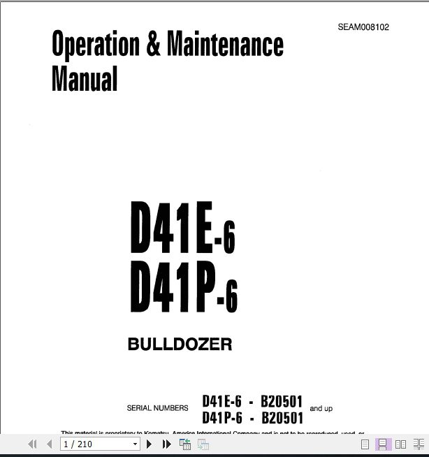 Komatsu Bulldozer D41E 6P 6 Operator Maintenance ManualEN SEAM008102 1