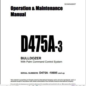 Komatsu Bulldozer D475A 3 Operator Maintenance ManualEN SEAM046800T 1
