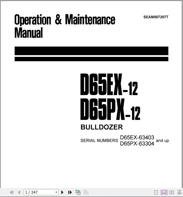 Komatsu Bulldozer D65EX 12PX 12 Operator Maintenance ManualEN SEAM007207T 1