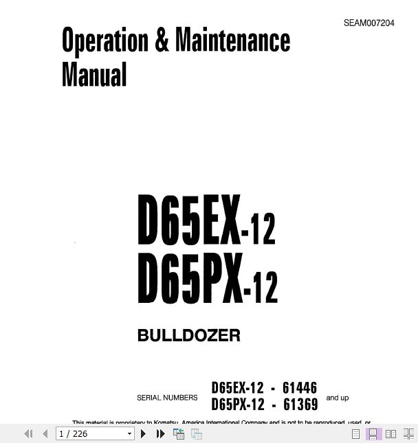 Komatsu Bulldozer D65EXPX Operator Maintenance ManualEN SEAM007204 1