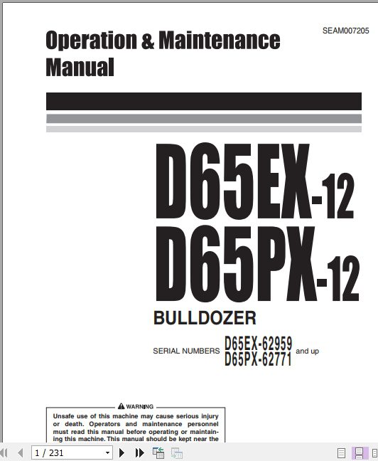 Komatsu Bulldozer D65EXPX Operator Maintenance ManualEN SEAM007205 1