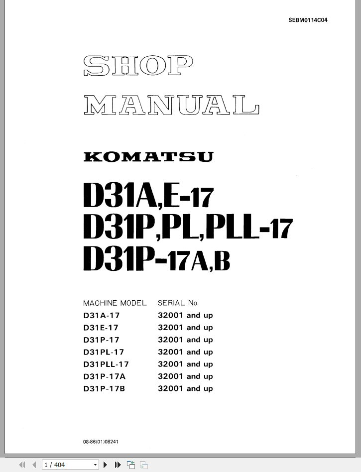 Komatsu D31AE 17 Shop ManualEN 1
