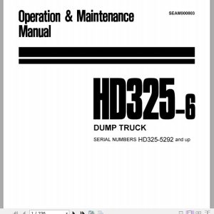 Komatsu Dump Truck HD325 65292 and up Operator Maintenance ManualEN SEAM000803T 1