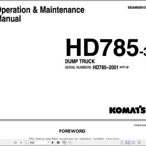 Komatsu Dump Truck HD785 32001 and up Operator Maintenance ManualEN SEAM05610302 1