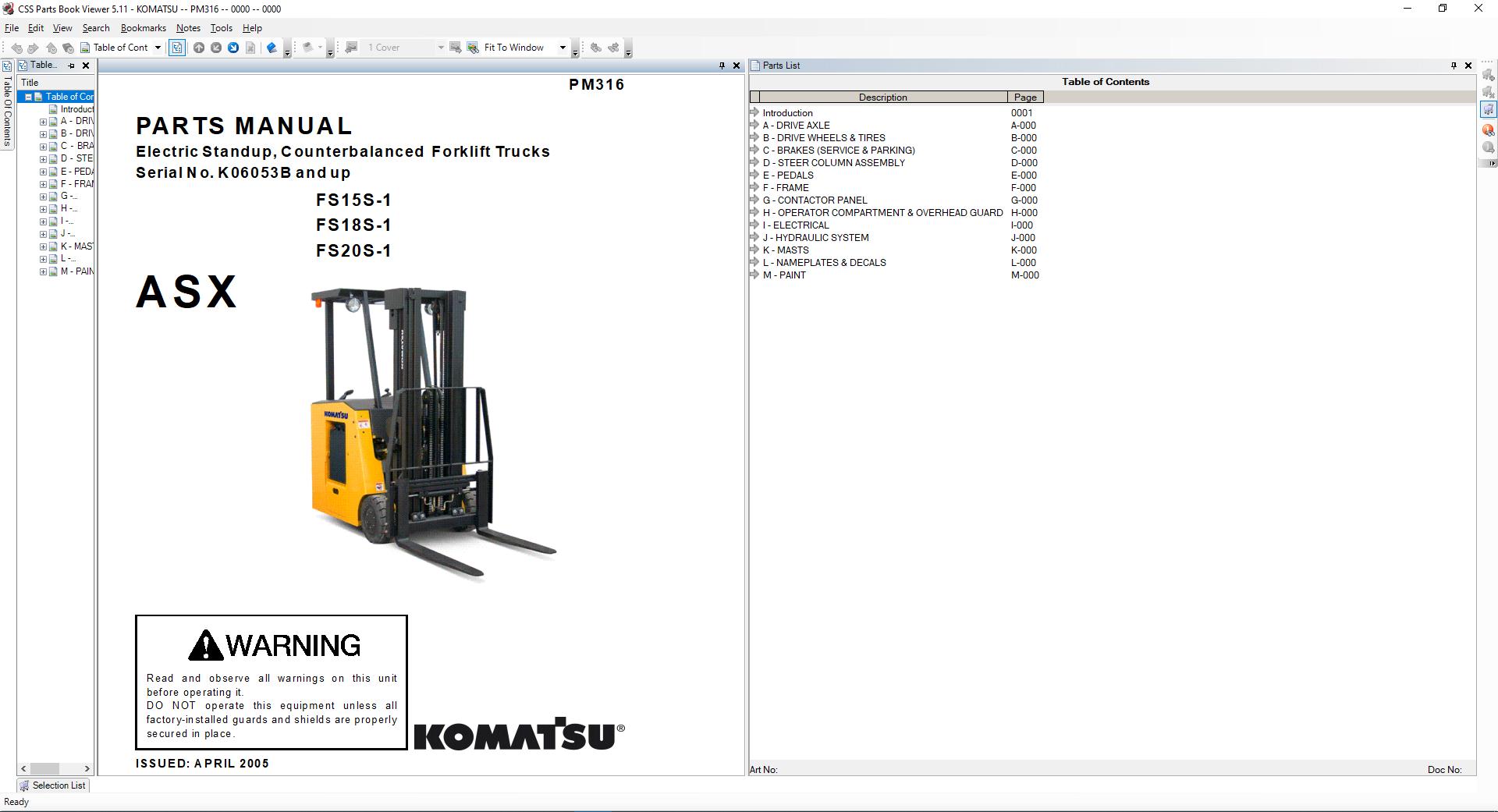 Komatsu Forklift USA CSS Part EPC 1020192