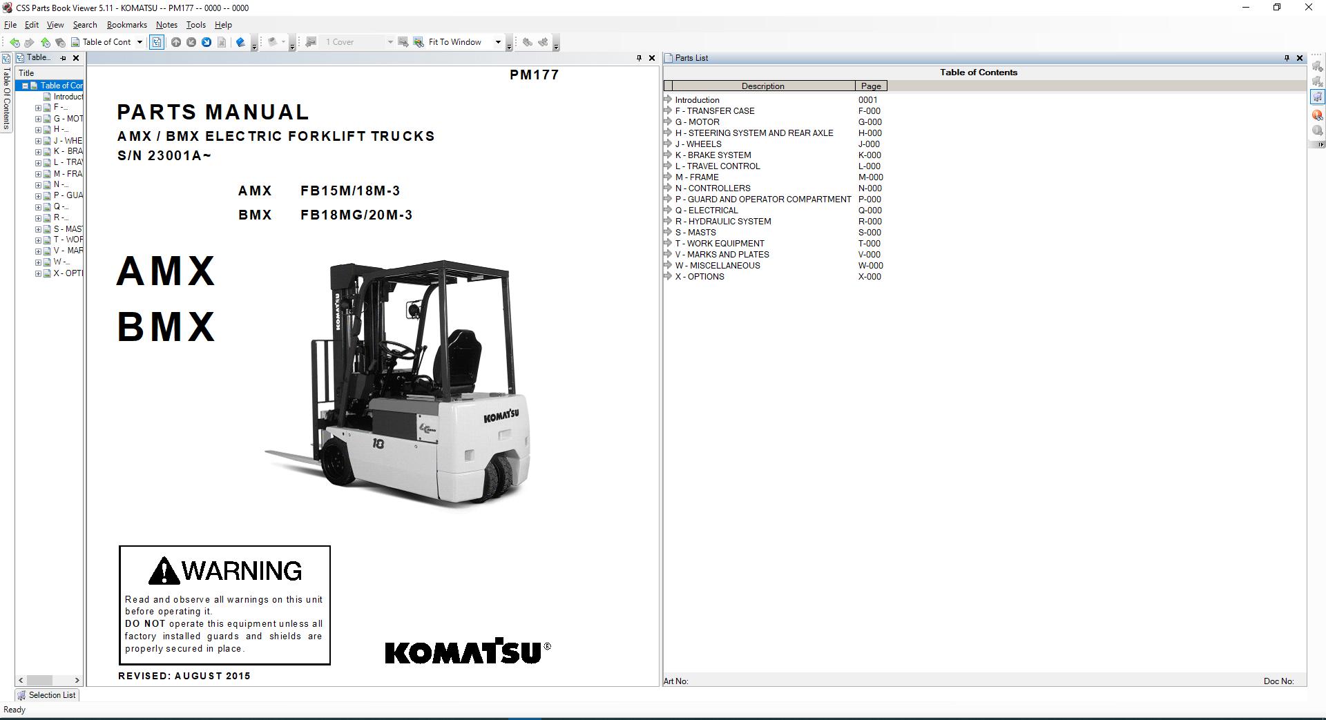 Komatsu Forklift USA CSS Part EPC 1020195