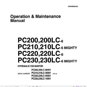 Komatsu Hydraulic Excavator PC200200LC PC230230LC Operator Maintenance ManualEN SEAM002403 1