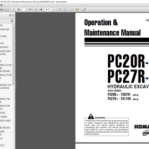 Komatsu Hydraulic Excavator PC20R27R 8 Operation Maintenance ManualWEAM000101 1