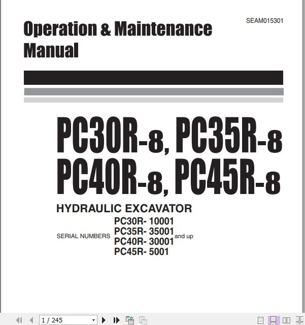 Komatsu Hydraulic Excavator PC30R35R40R45R Operator Maintenance ManualEN SEAM015301 1WaoXI