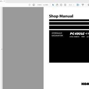 Komatsu Hydraulic Excavator PC490LC 11 85001 and up Shop Manual SEN06494 03 1
