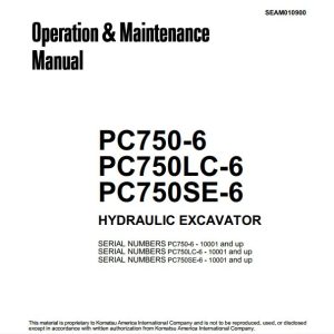 Komatsu Hydraulic Excavator PC750LCSE Operator Maintenance ManualEN SEAM010900 1