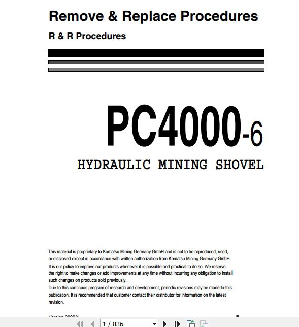 Komatsu Hydraulic Mining Shovel PC4000 6 Remove Replace ProceduresEN 1