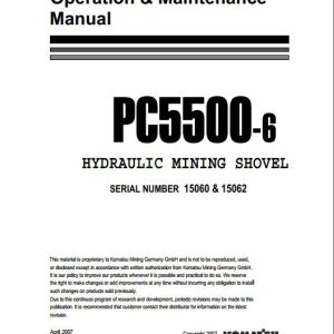 Komatsu Hydraulic Mining Shovel PC5500 615060 15062 Operation Maintenance ManualEN 1