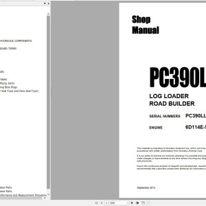 Komatsu LOG Loader Road Builder PC390LL 10 Shop Manual 1