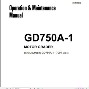Komatsu Motor Grader GD750A 1   7001 and up Operation Maintenance Manual CEAM002402 1