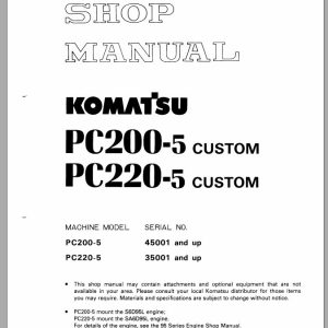 Komatsu PC220 5 Custom SEBM0205C503 Shop ManualEN 1