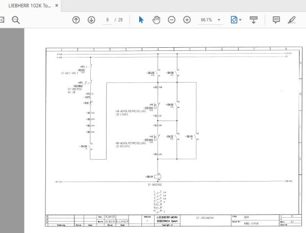 LIEBHERR 102K Tower Cranes Electrical DiagramDE4005 21540 2