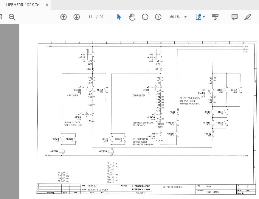LIEBHERR 102K Tower Cranes Electrical DiagramDE4005 21540 3