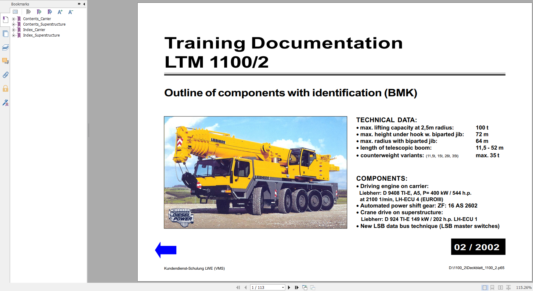 Liebherr LTM 1100 2 Training Documentation Manual 02 2012 1