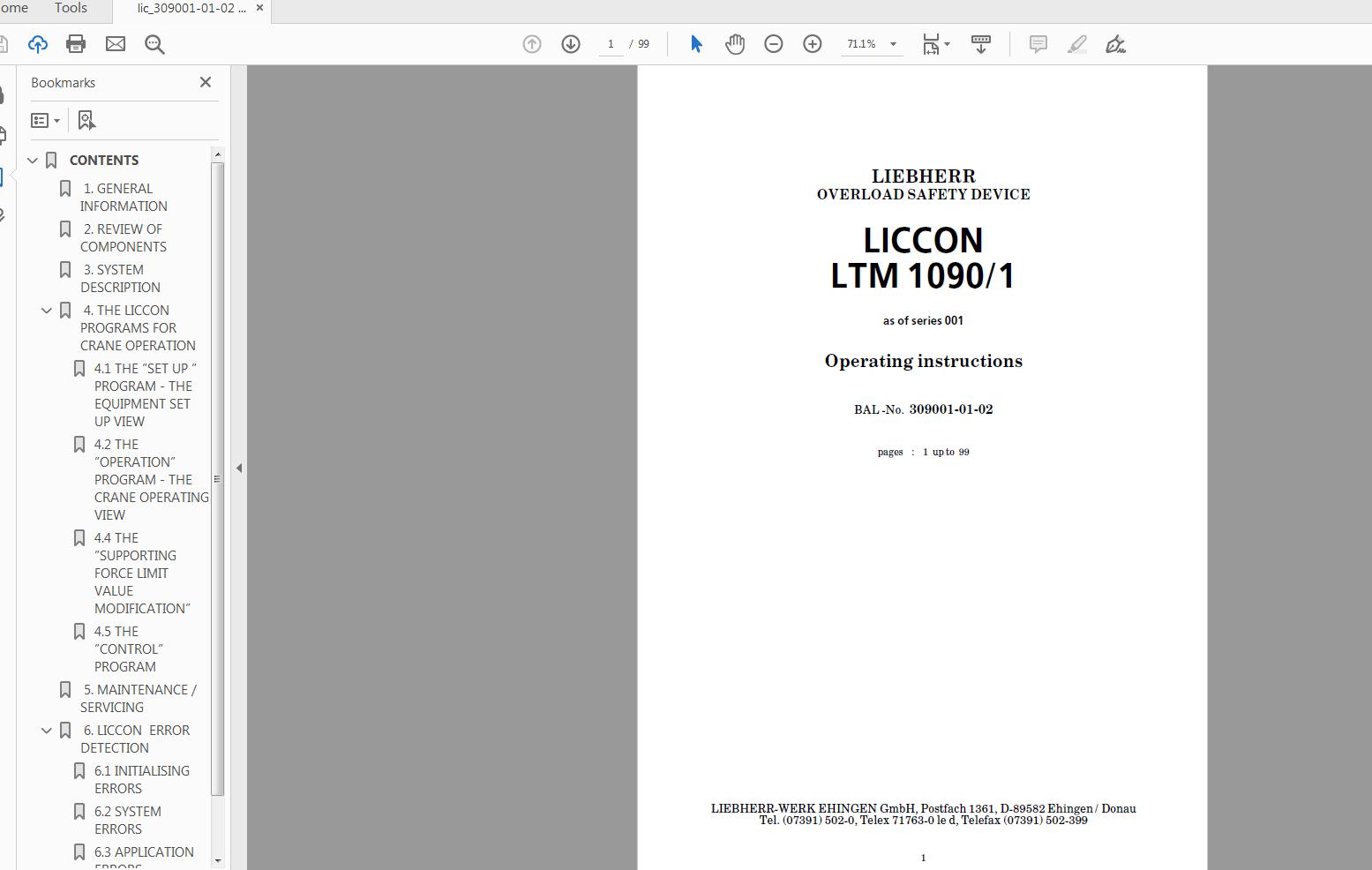Liebherr LTM 1090 1 Operating Instructions LICCONEN 1