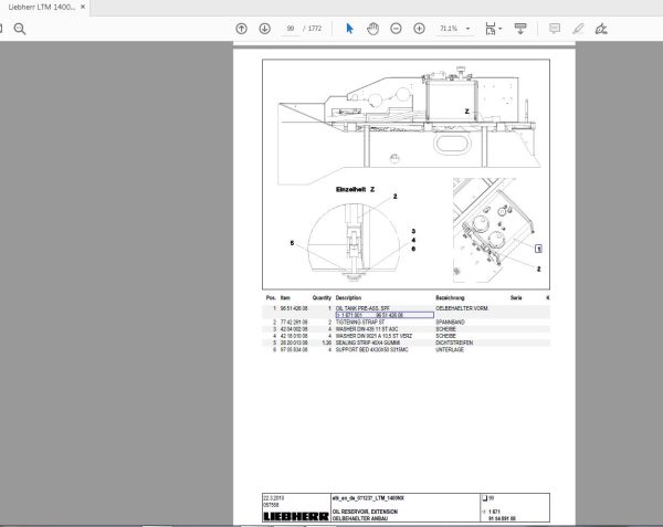 Liebherr LTM 1400NX Spare Parts Catalog071237ENDE 2