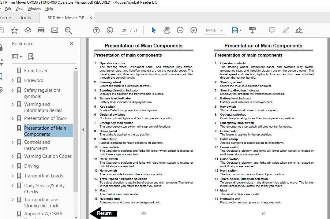 BTOM Prime Mover OPX30 311345 000 Operators Manual 2