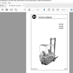 BT Electric Counterbalance C3E 100R130R150R 036 0424 01 Service Manual 1