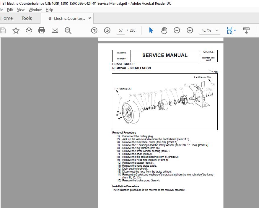 BT Electric Counterbalance C3E 100R130R150R 036 0424 01 Service Manual 3