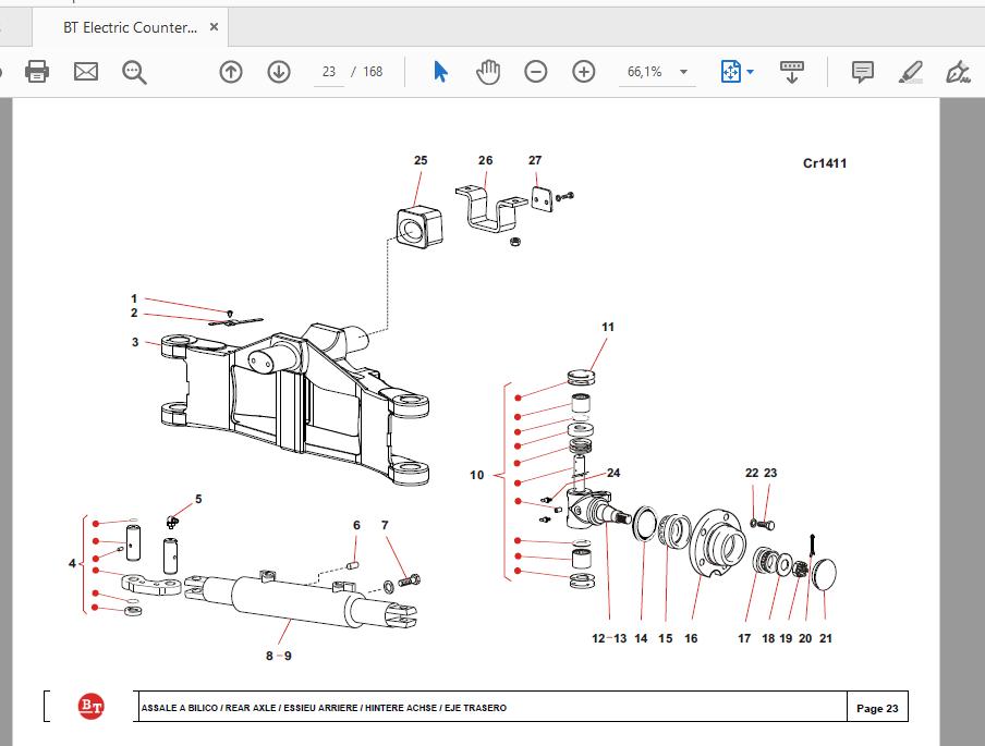 BT Electric Counterbalance C4E 250NV CE254427Parts Catalog0350177R1 0 3