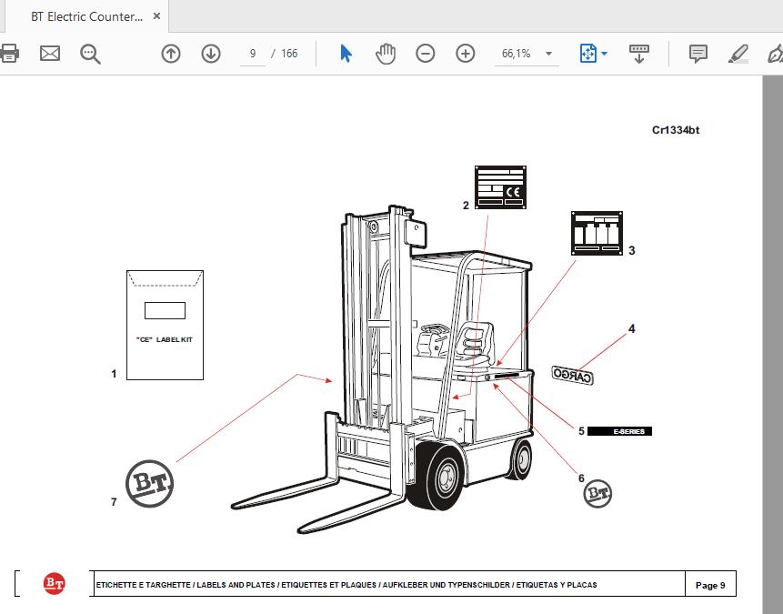 BT Electric Counterbalance C4E 300NV CE252960Parts Catalog0350178R1 0 2