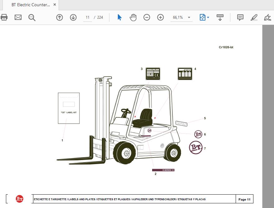 BT Electric Counterbalance CARGO CBE 18T CE231498 Parts Catalog035016R1 0 2