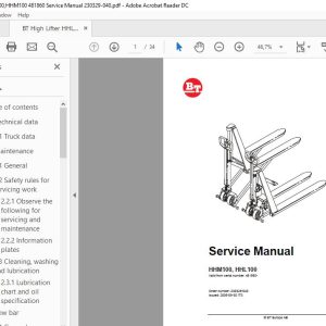 BT High Lifter HHL100HHM100 481860 Service Manual 230329 040 1