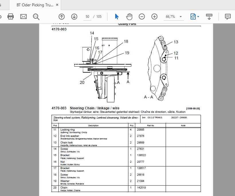 BT Oder Picking Truck OS 2 0 Trinks 289679AA   295606AA Quality Parts 154881 2