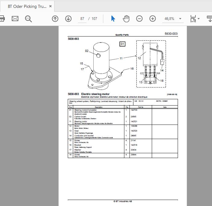 BT Oder Picking Truck OS 30 289679AA   295606AA Quality Parts 154798 3