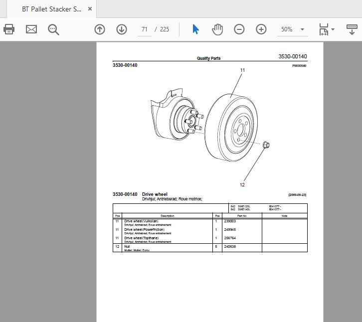 BT Pallet Stacker SWE120L140L200D 6102416 Quality Parts7513639 2