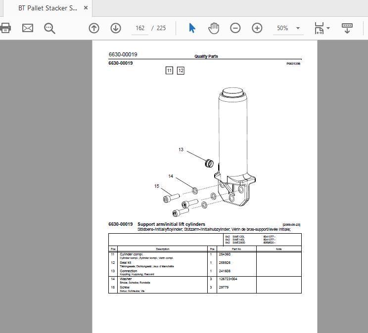 BT Pallet Stacker SWE120L140L200D 6102416 Quality Parts7513639 3
