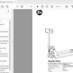BT Pallet Truck L2000L2000QL2000XL2000UL2000KL2000OL2000IL2000UQX Quality Parts 163472 1