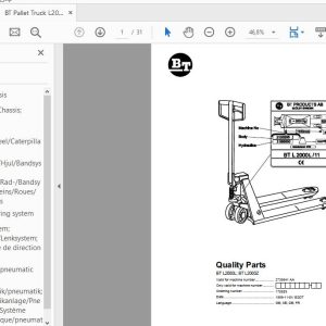BT Pallet Truck L2000LL2000Z 2739541AA Quality Parts 175559 1