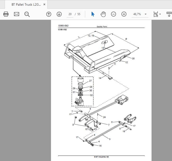 BT Pallet Truck L20EWL20EWOL30EWL30EWOL20BRL20BROL30BRL30BRO 2400000AA Quality Parts177967 2