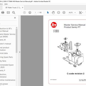 BT Pallet Truck LT 2200 6 2200 8 173666 040 Master Service Manual 1