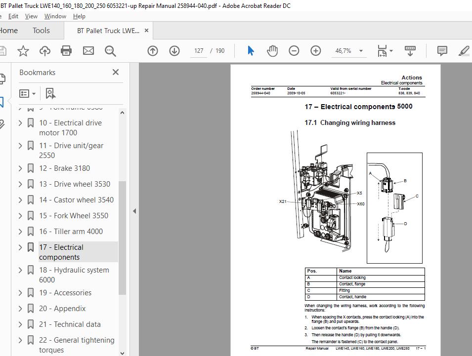 BT Pallet Truck LWE140160180200250 6053221 up Repair Manual 258944 040 3