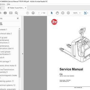 BT Pallet Truck P24 364690AA Service Manual 179574 040 1