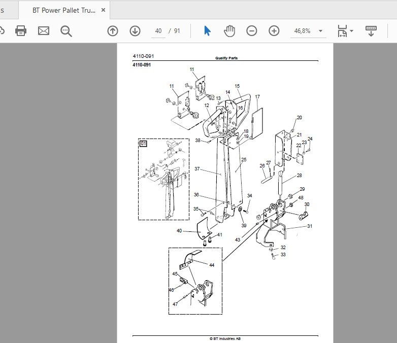 BT Power Pallet Truck PPT 1400MX1600MX2000MX 335439AA Quality Parts 169991 3