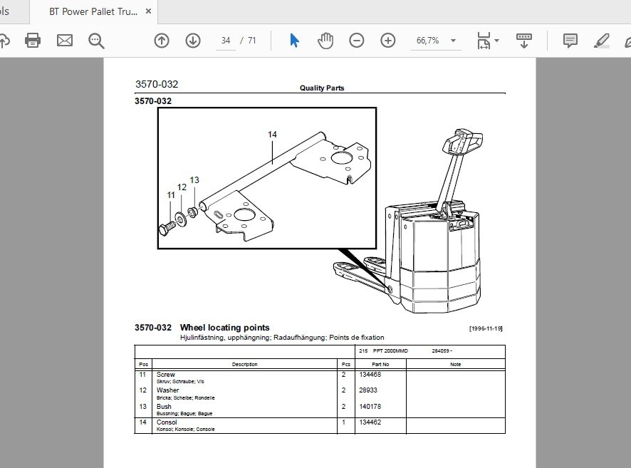 BT Power Pallet Truck PPT 2000MMD 316740AA Quality Parts 163932 3