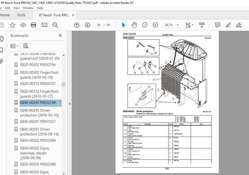 BT Reach Truck Series RRE140140C140E140EC Quality Parts 3