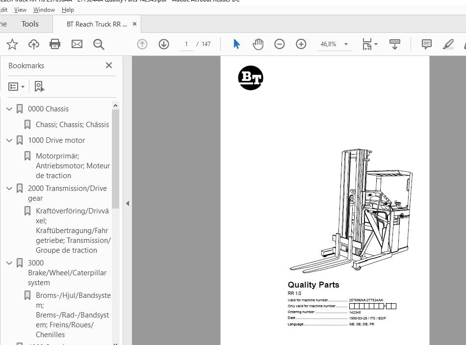 BT Reach Truck Series RR 10 Quality Parts 2